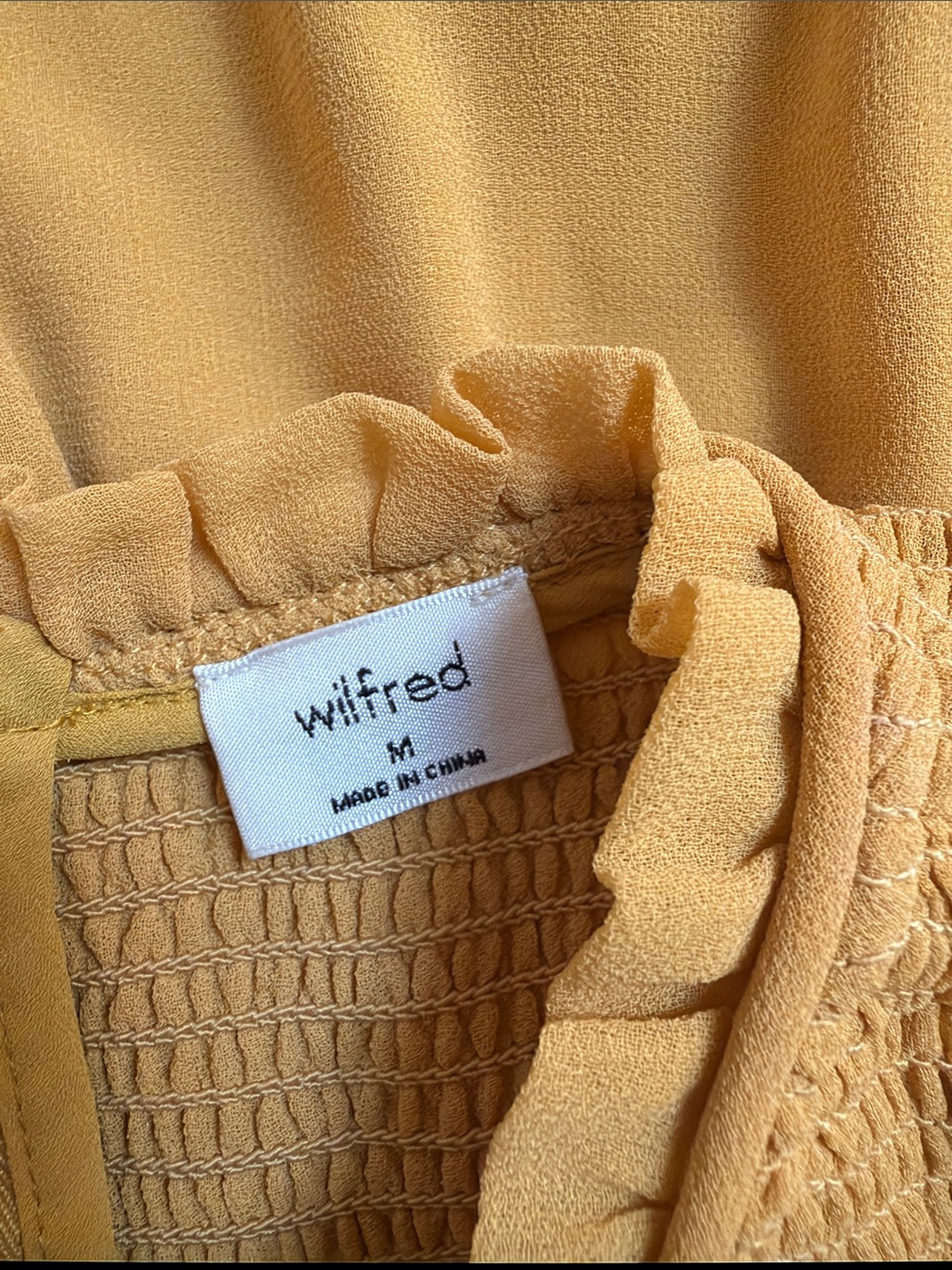 Aritzia Wilfred Women’s Mustard Yellow Long Sleeve Midi Dress - Picture 2 of 3